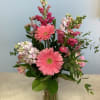 A lovey arrangement for pink lovers! Spring flowers in shades of pink