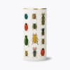 Inspired by scientific drawings, this porcelain cylinder vase features colorful beetles and
