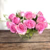 1 dozen pink roses designed short, contemporary style.
