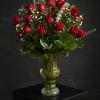 This extra large arrangement is composed with four dozens of red roses