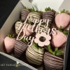 Box of chocolate-covered strawberries with a 