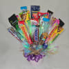 A playful candy bouquet that feels like a snack-lover's party in a
