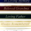 Stacked memorial ribbon tags take center stage in this sympathy arrangement, offering
