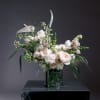 ALL DESIGNS IN PHOTOS ARE DELUXE +
Creamy ivory and blush blooms float
