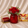 A striking romantic gift featuring premium red roses arranged in a charming