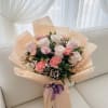 A romantic Korean-style bouquet featuring premium soft pink roses, bicolored pink lisianthus