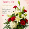 A vibrant mix of red roses and carnations meets the soft elegance