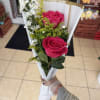 dual roses with solidago and asters