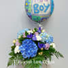 Blue hydrangea bouquet with a 