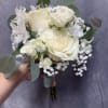 White blooms prom bouquet with roses , white spray roses &amp; whit