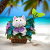 Cat-shaped floral basket with colorful flowers and a mermaid tail