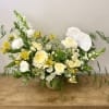 Fresh and highly scented floral arrangement with garden roses and seasonal premium