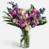 Our perfect mixed arrangement with roses, hydrangea, deliphinium and other accent pinks