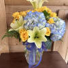 A cheery mix of blue and yellow. This can be used for