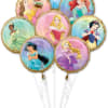 Cluster of Disney princess foil balloons on white sticks