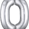 Silver number 0 foil balloon