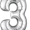 Silver number 3 foil balloon