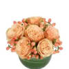 This delicate bouquet is simply stunning! Featuring lovely coral roses and peach
