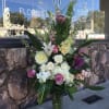 Elegance bouquet with lavender roses, white hydrangeas, and lilies. 