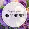 Purple and white roses with a 