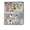 Printed memorial blanket with birds and lilac flowers