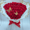 48 long red roses, pins, and in beautiful white paper