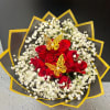 12 RED ROSES
BABYBREATH
BLACK PAPER (THE PAPER DESIGN WILL VARY)
TWO GOLDEN BUTTERFLIES