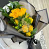 mixed flowers and greenery in black korean wrapping paper. (Small). 