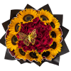 10 Sunflowers
25 Red roses 
One Golden Butterflies.