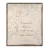 Decorative blanket with a dove and the words 