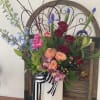 Tall Extraordinary  rainbow arrangement, in ceramic white vase and  color