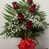 5 red roses in a Bace 