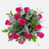 Hot Pink Roses in a Bouquet with paper wrap (no vase)