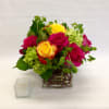 A Nice Assortment of Roses, Hydrangea and Foliage
Cube Arrangement a Great Gift.