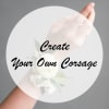 Hands holding a white corsage with small flowers