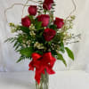 6 tall red roses with extras