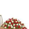 A timeless and elegant casket spray featuring a harmonious blend of red