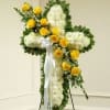 A graceful and meaningful standing cross arrangement, thoughtfully designed to convey sympathy