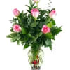 A simple and elegant arrangement featuring a half dozen soft pink roses