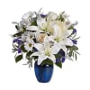 In this arrangement, the serenity of the color blue along with the