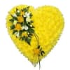 This solid yellow heart arrangement displayed on an easel perfect for any