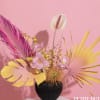This design is a Zen whimsical arrangement with airbrush tropical greens 