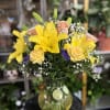 Fresh six roses with greenery 