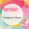 Colorful birthday designer's choice card with watercolor background