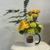 Send Dad on a Gone Fishing adventure. Yellow Roses and various greens