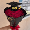 25 Red Roses wrapped with black paper. Perfect gift for grad. 