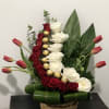 Red &amp; White Roses, Tulips, and Ferrero Rocher chocolates. 