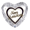 Heart-shaped silver balloon with 