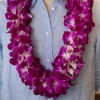 A string of densely strung orchids creates an instant moment of celebration