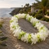 White and Green Double Dendrobium Orchid Lei perfect for a graduation ceremony